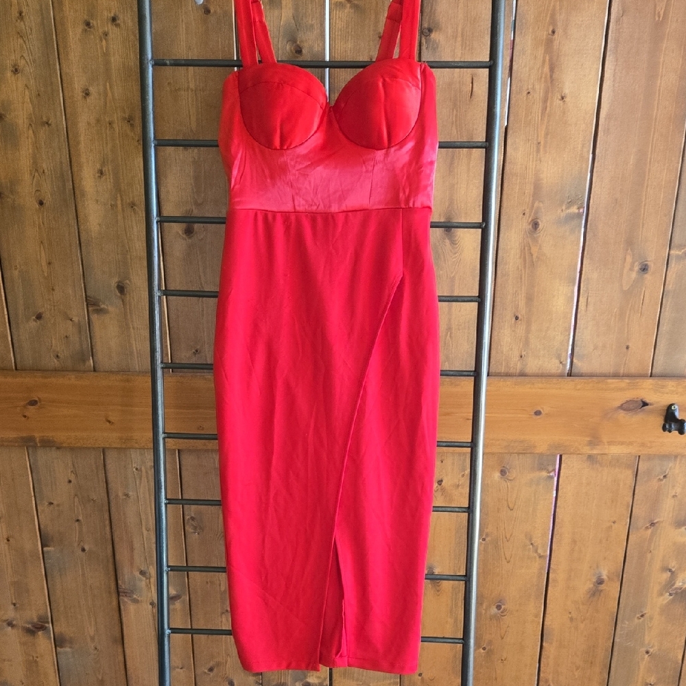 Vibrant Red Bustier Dress